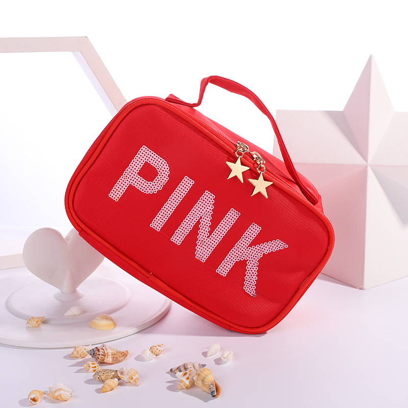 New Ins Korean Version Hand Flannel Makeup Bag Large Capacity Square Bag Lovely Travel Storage Bag Application Scenario