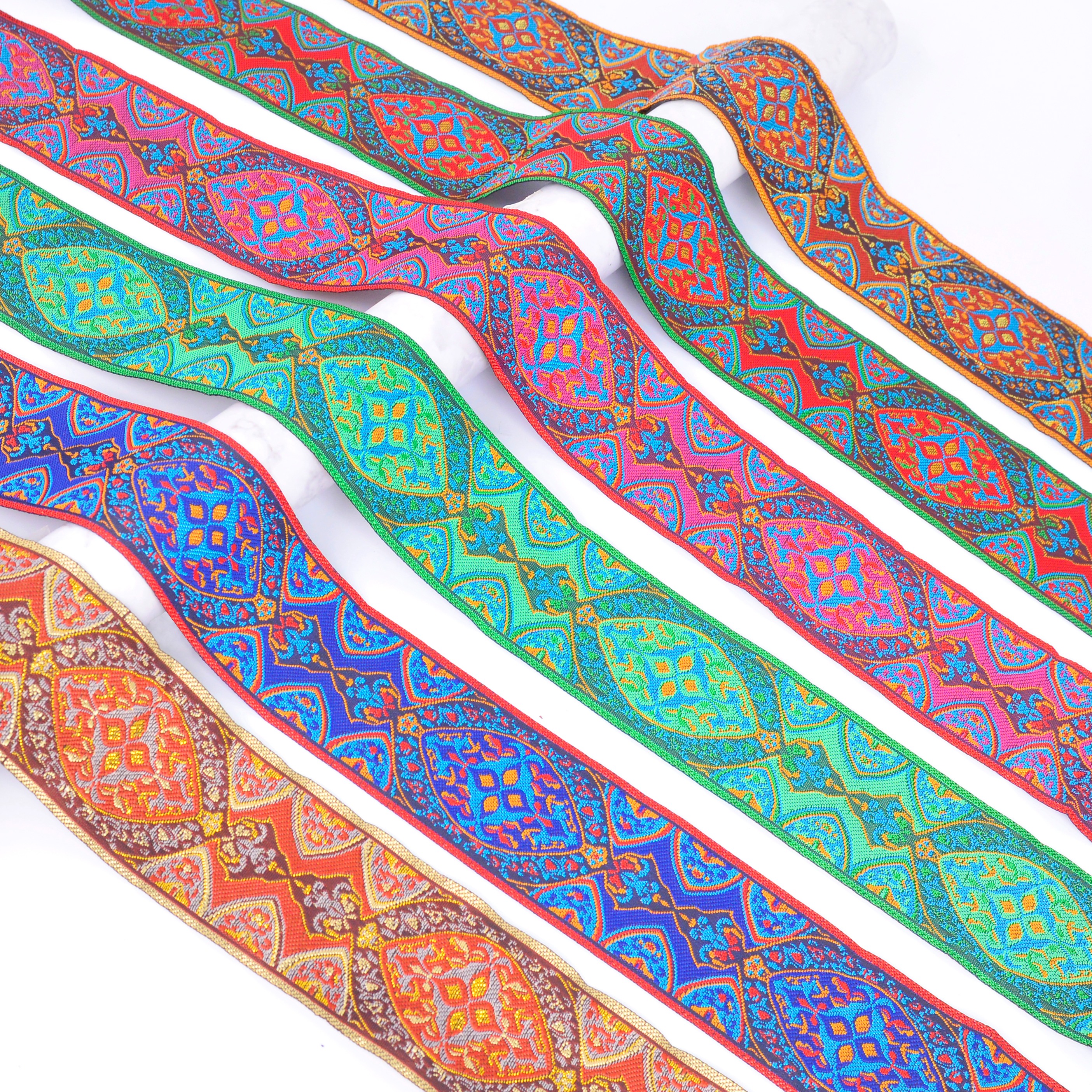 Red # Width 5 Cm, 10 Meters A Roll #5022# All Kinds Of Computer National Lace Series Embroidery Clothing Accessories National Clothing Lace Webbing Can Be Customized details Picture