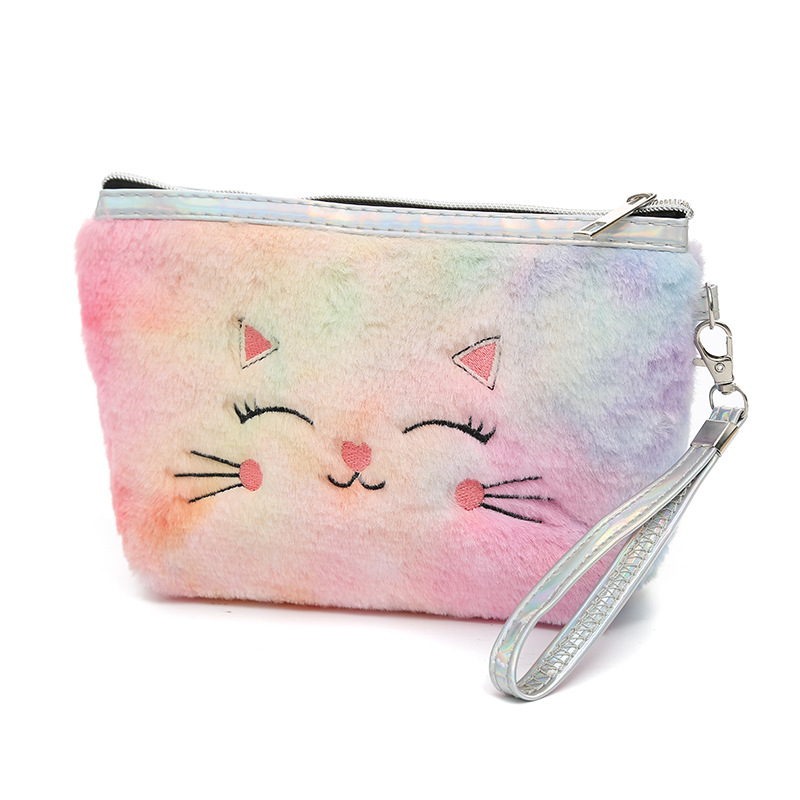 Cute cartoon cat plush makeup bag, portable for going out, pvc washing and storage bag manufacturer wholesale Item Picture