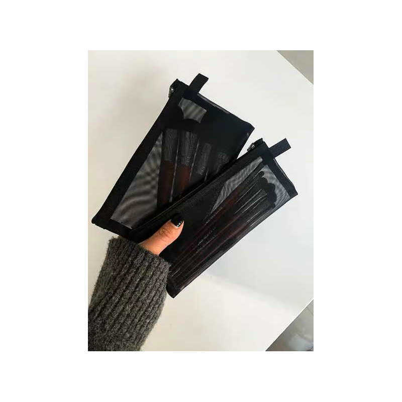 New portable and simple travel makeup bag with black mesh, small and large sizes, transparent storage mesh makeup bag from South Korea details Picture