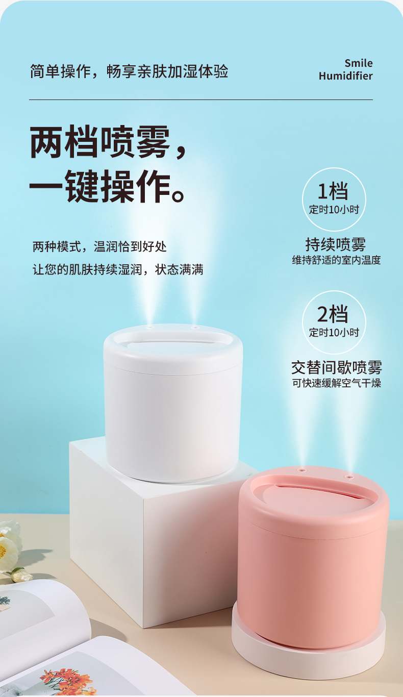 新款2LUSB大容量加湿器双喷雾上加水家用静音香薰卧室桌面礼品创易地摊玩具加湿器网红产品学生增湿器美容仪补水仪详情3