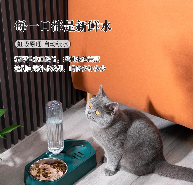 宠物双碗新款狗饭碗自动蓄水碗猫咪食碗水碗一体狗狗食具宠物用品详情4