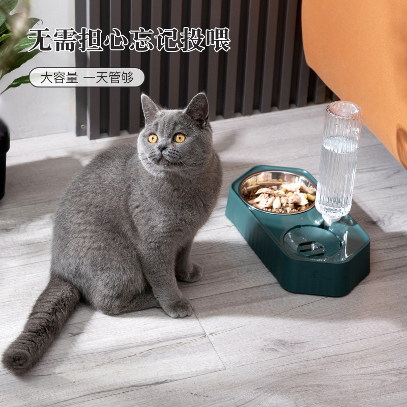 宠物双碗新款狗饭碗自动蓄水碗猫咪食碗水碗一体狗狗食具宠物用品