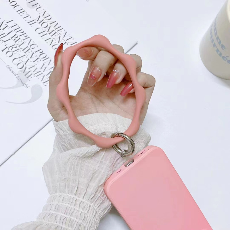新款手机硅胶手环手机挂件可拆卸透明垫片防丢手腕挂绳钥匙扣圈通用款详情9