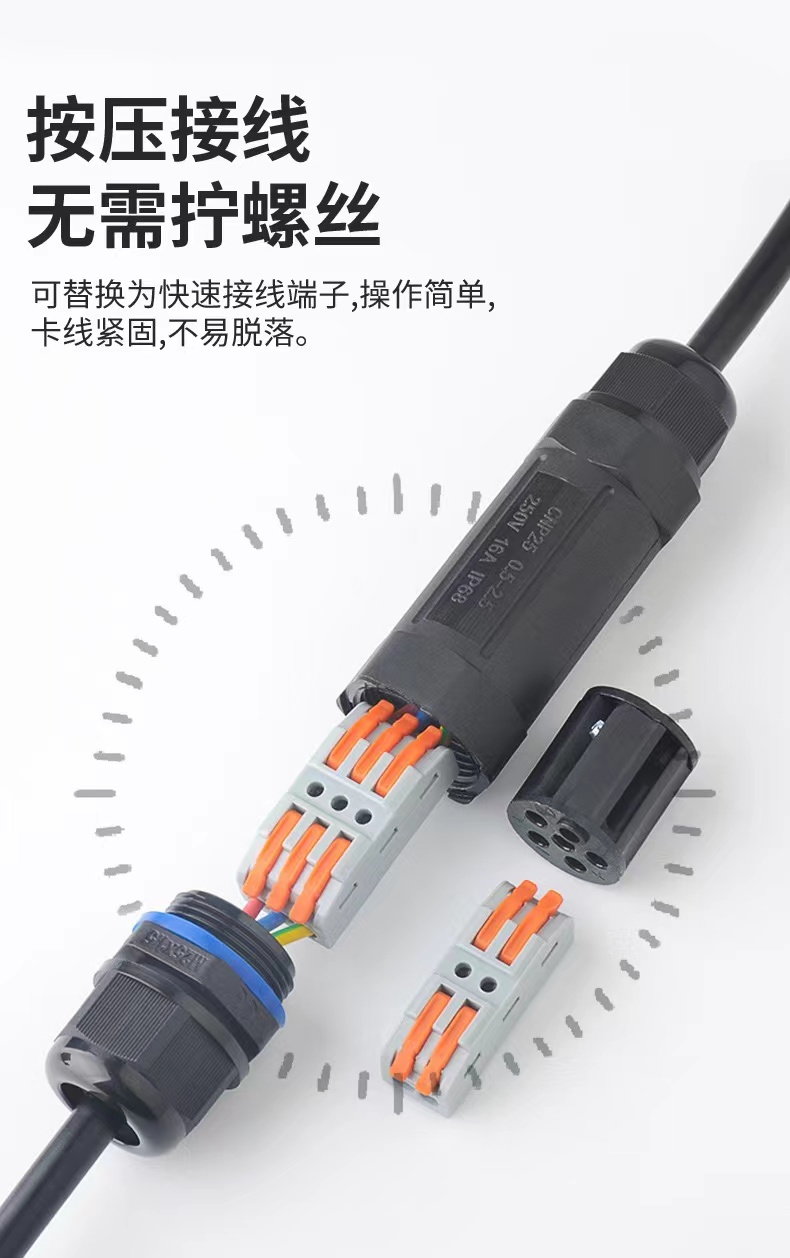 跨境CNP25防水连接器防等级IP68直通快接式电缆连接器0.5-2.5MM详情5