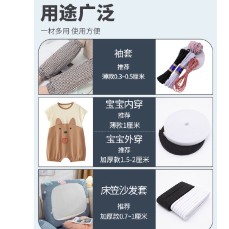 Stretch-tight, high-elasticity and durable rubber band children's pants, rubber band waist belt, thick rubber band, thin and flat skipping rope Specification image