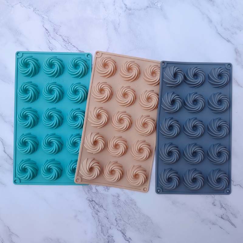 15 even medium spiral cake mold food grade silicone kitchen baking chocolate pot cakes handmade soap mold thumbnail