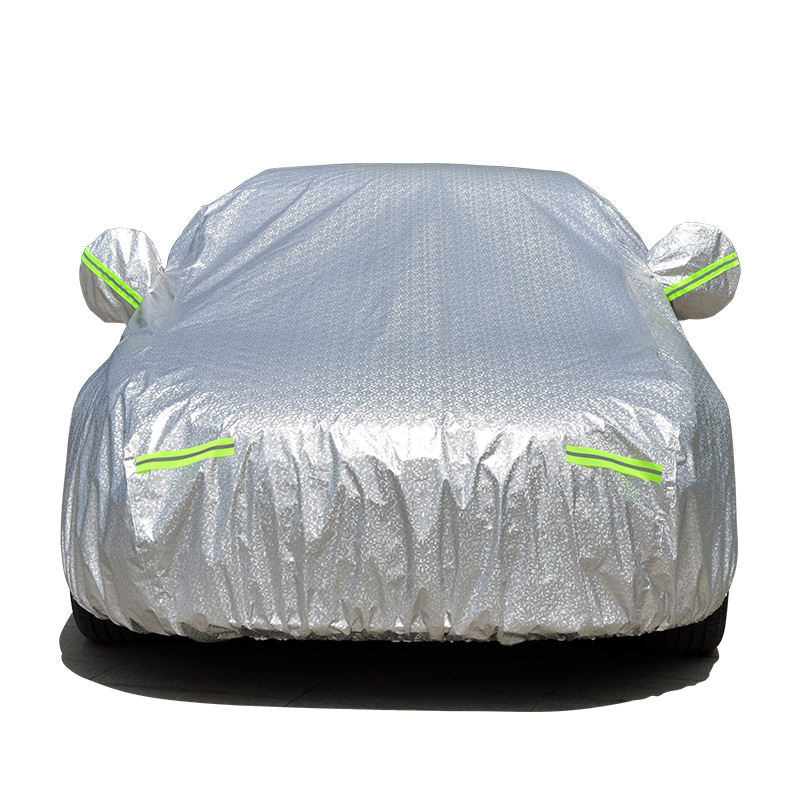 Car Coat Single Aluminum Film Full Cover Car Cover Four General Heat Insulation, Sun Protection, Rain And Dust Car Shade Qw216 details Picture