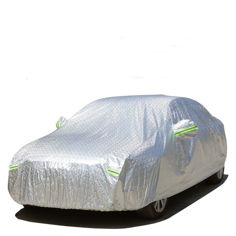 Car Coat Single Aluminum Film Full Cover Car Cover Four General Heat Insulation, Sun Protection, Rain And Dust Car Shade Qw216 Specification drawing