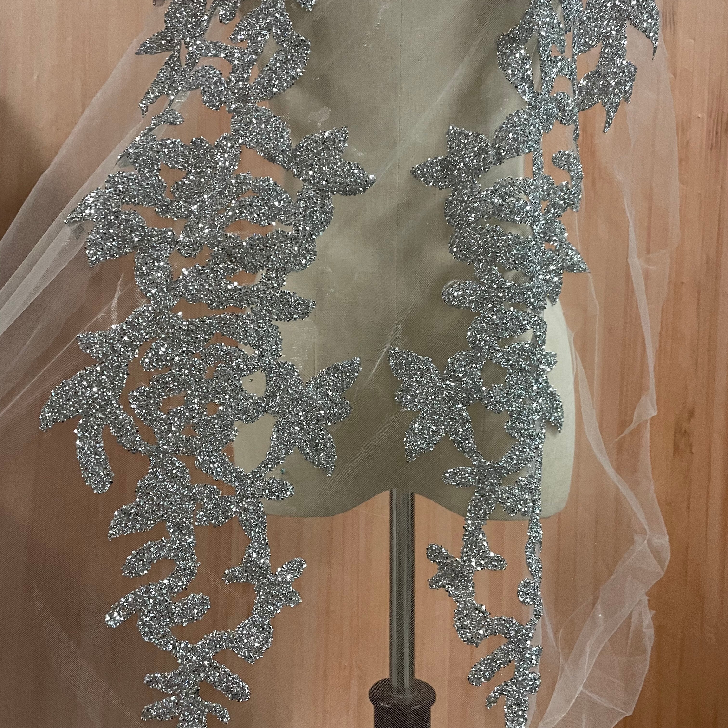 水晶紧身胸衣婚礼晚礼服贴花重珠手工紧身胸衣补丁详情5
