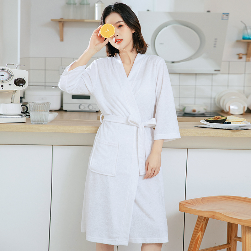 Hotel supplies: Waffle knitted couple hotel bathrobes, bathrobes, absorbent thin bathrobes, high-end couple bathrobes for men and women details Picture