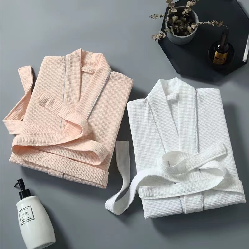 Hotel bathrobe Five star men's and women's bathrobe knitted Waffle thickened couples 100% cotton absorbent cut velvet robe thumbnail