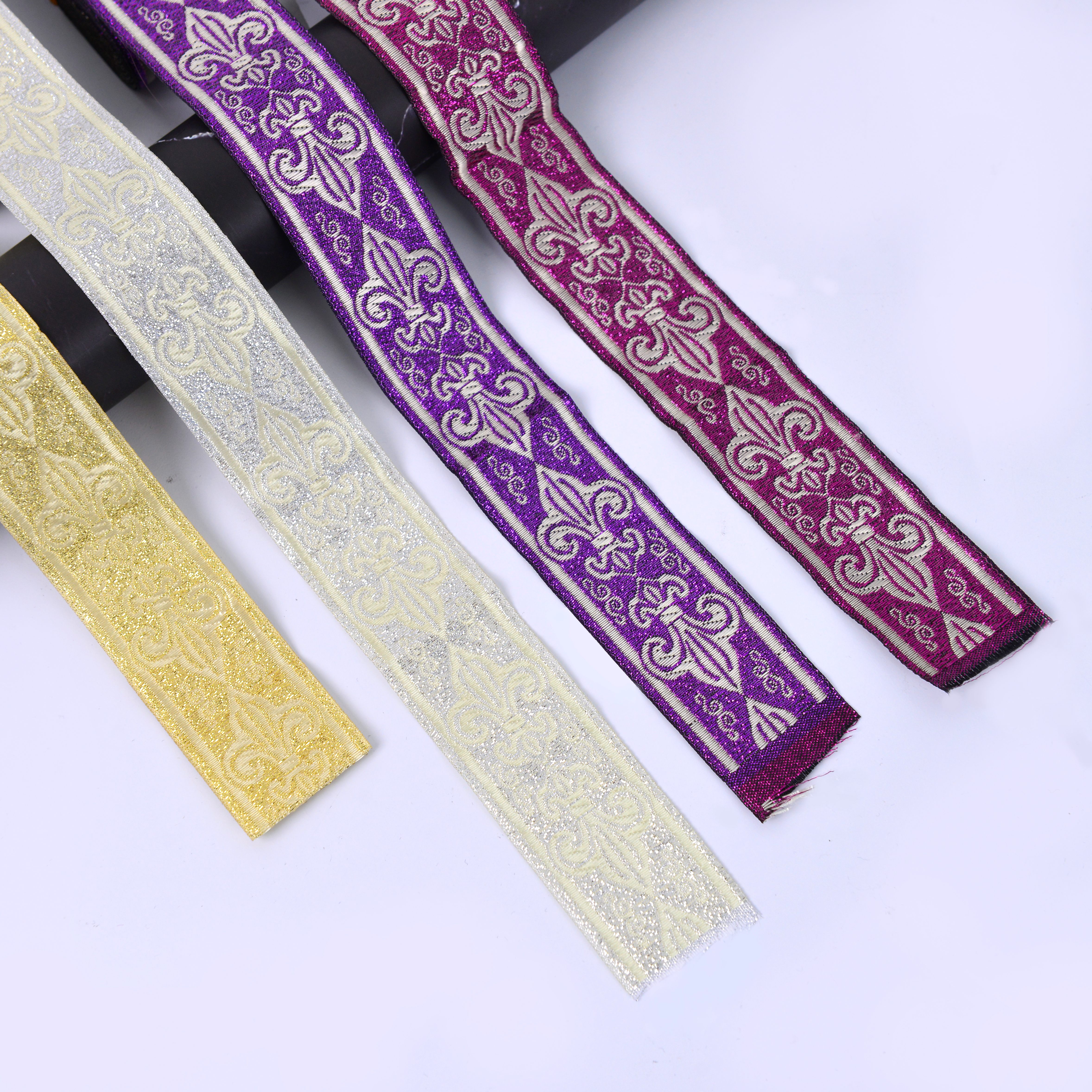 Purple # Width 3.3 Cm, 10 Meters A Roll # Sword # All Kinds Of Computer National Lace Series Embroidery Clothing Accessories National Clothing Lace Webbing Can Be Customized details Picture