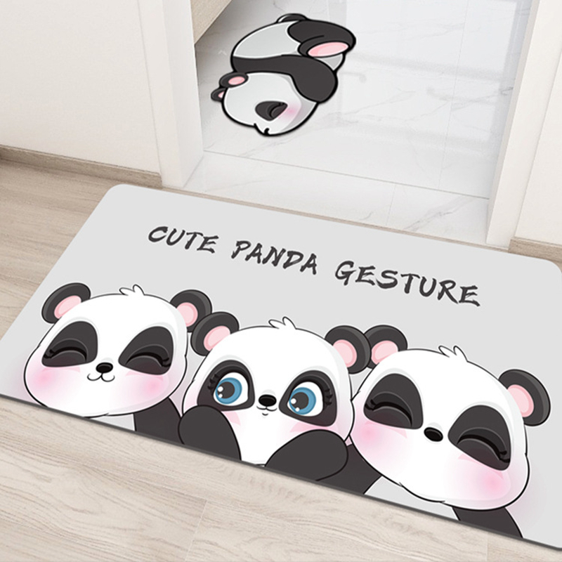 Qiansi cute Panda bathroom mat vanity toilet mat non-slip foot mat Cartoon bathroom door absorbent floor mat thumbnail