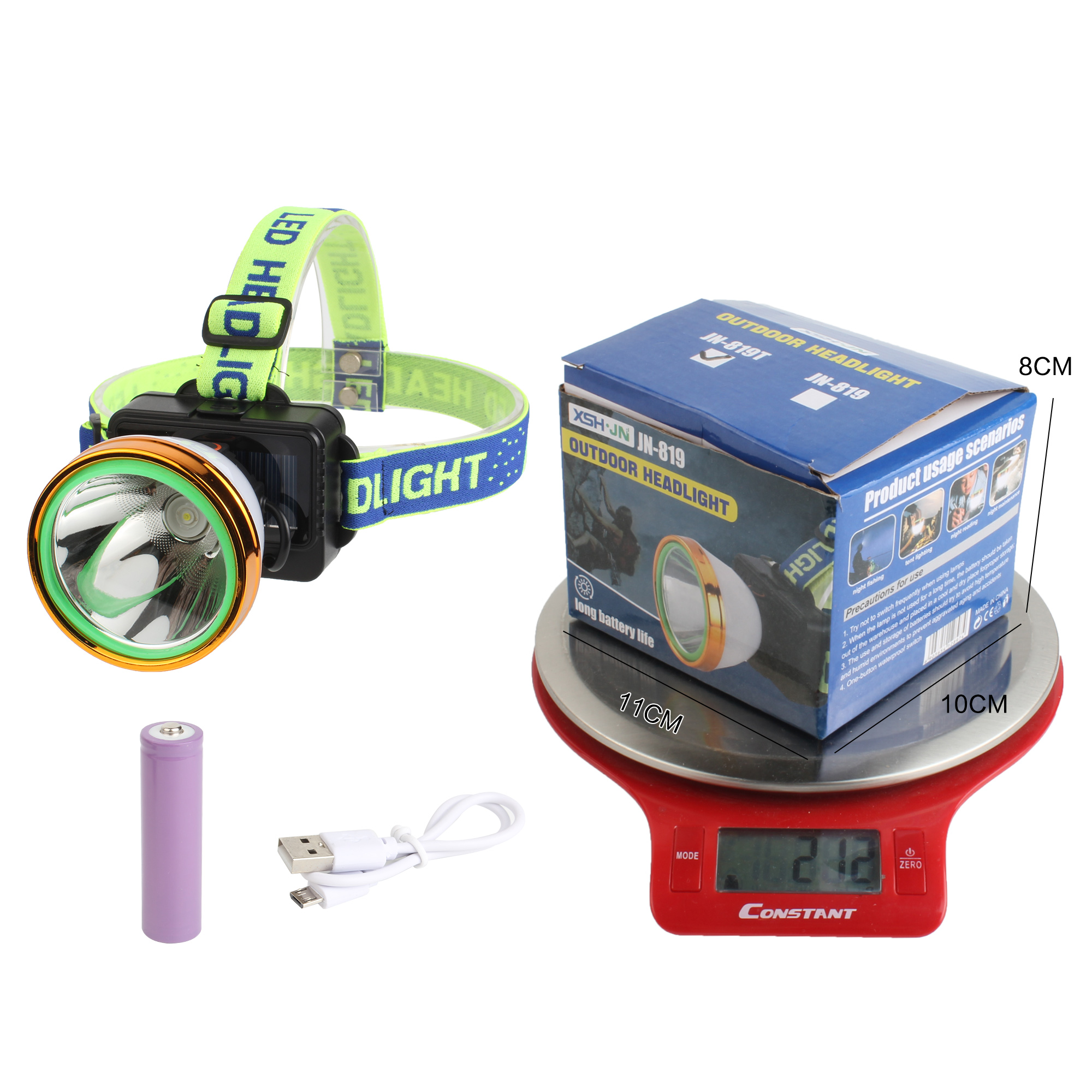 New USB plastic headlamp, telescopic zoom headlamp, high-power solar /USB charging headlamp, outdoor fishing headlamp, night fishing headlamp Specification image