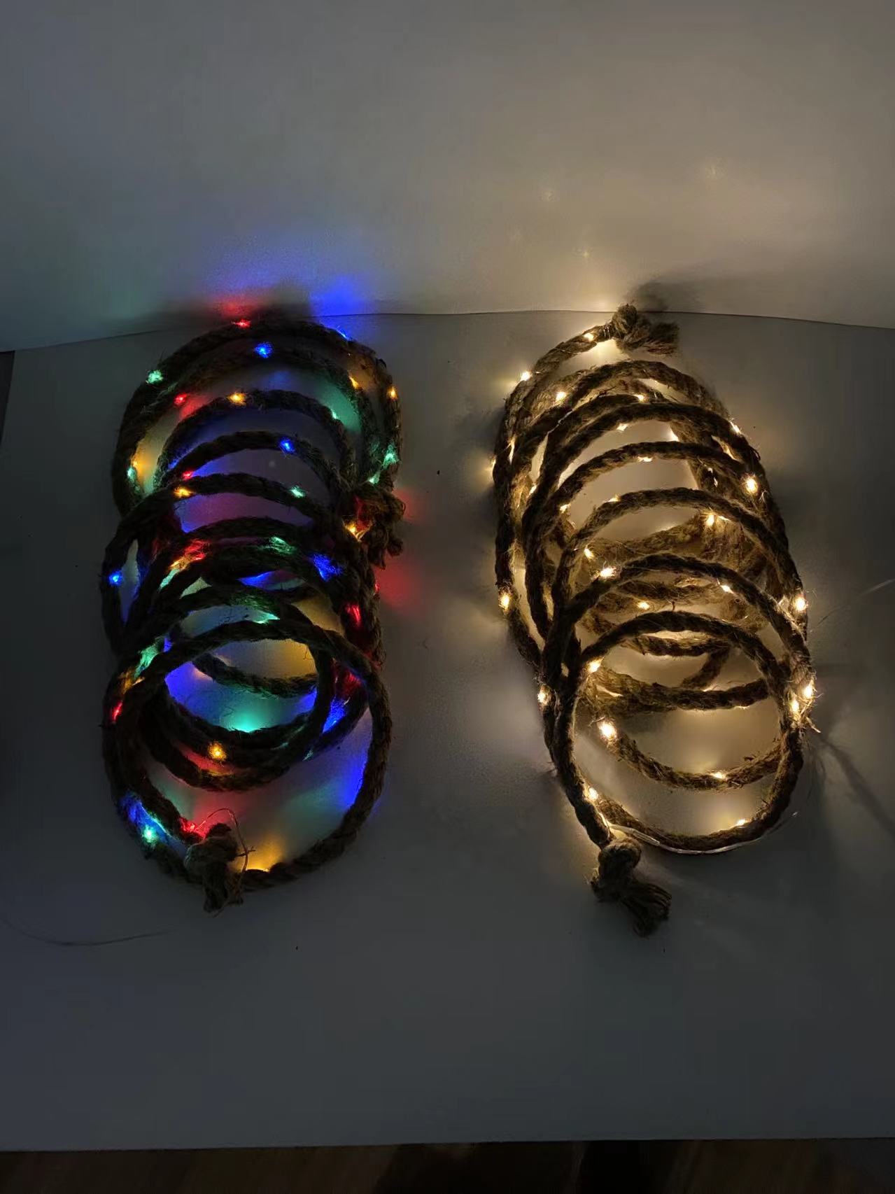 In-stock solar hemp rope light strings, guardrail lights, long fence lights, courtyard and garden bench decorative solar light strings Item Picture