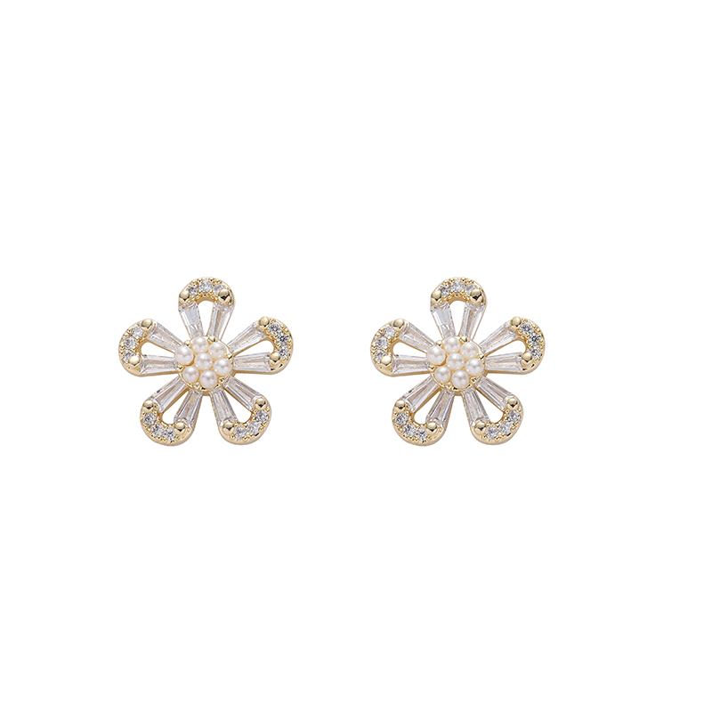 Korean-Style Simple All-Matching Floral Earrings Super Fairy Niche Fashion All-Matching Temperament Small Fresh Earrings Stud Feather Butterfly Jewelry