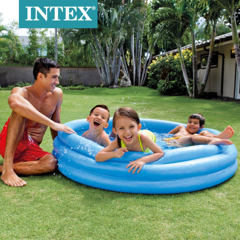 INTEX59416蓝色三环水池家庭充气水池儿童泳池水池戏水池批发直供详情3