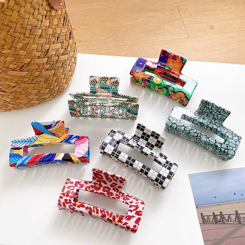Korean imitation acetic acid printing process hair clip back head hair grab clip shark clip temperament hair grab headgear clip children's hair accessories thumbnail