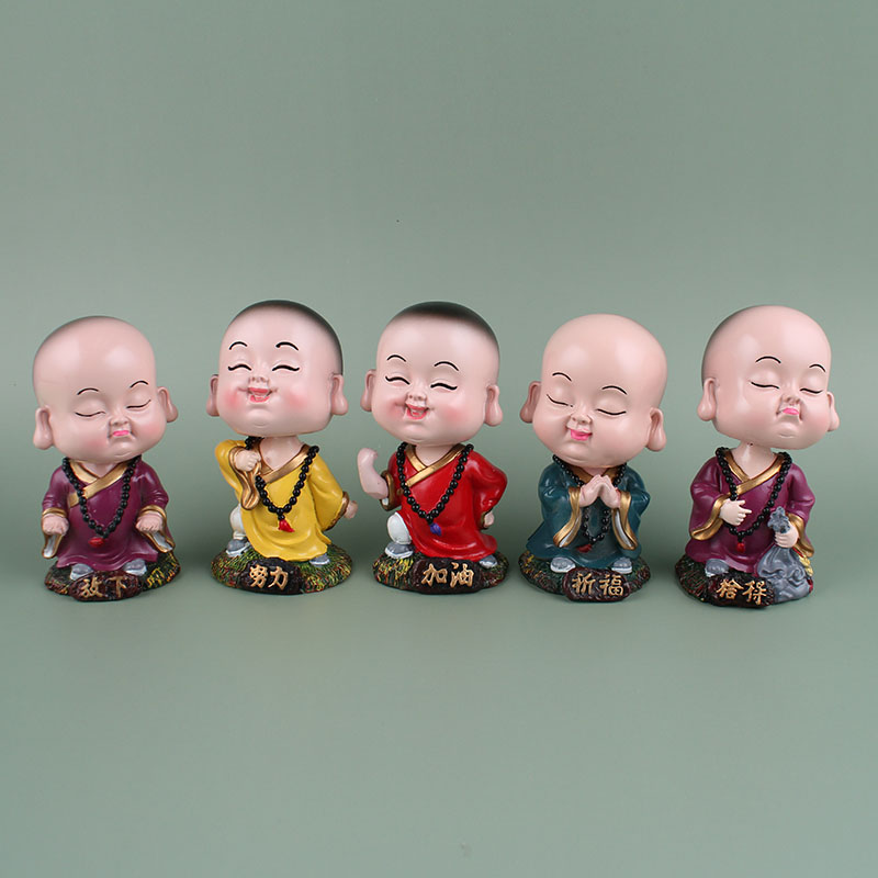 工厂直销 摇头佛树脂汽车摆件励志小和尚家居摆件定制批发详情1