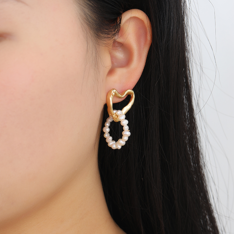 Korean Light Luxury Hand Woven Pearl Heart Fashion Hundred Earrings Stud Feather Butterfly Jewelry Specification drawing