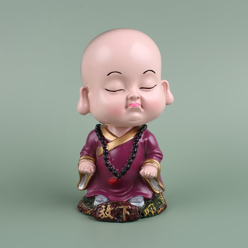 工厂直销 摇头佛树脂汽车摆件励志小和尚家居摆件定制批发详情5