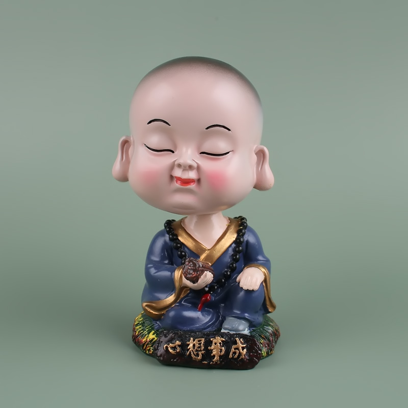 工厂直销 摇头佛树脂汽车摆件励志小和尚家居摆件定制批发详情6