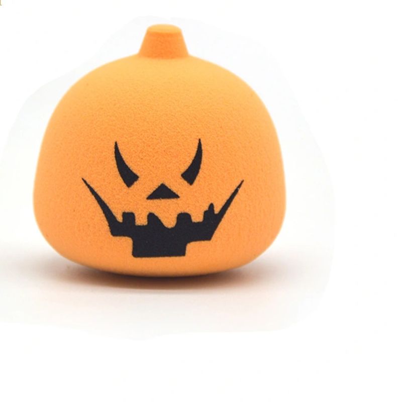 New Powder Puff Halloween Theme Pumpkin Powder Puff Silkscreen Expression Hydrophilic Non-Latex Foam Large Powder Puff