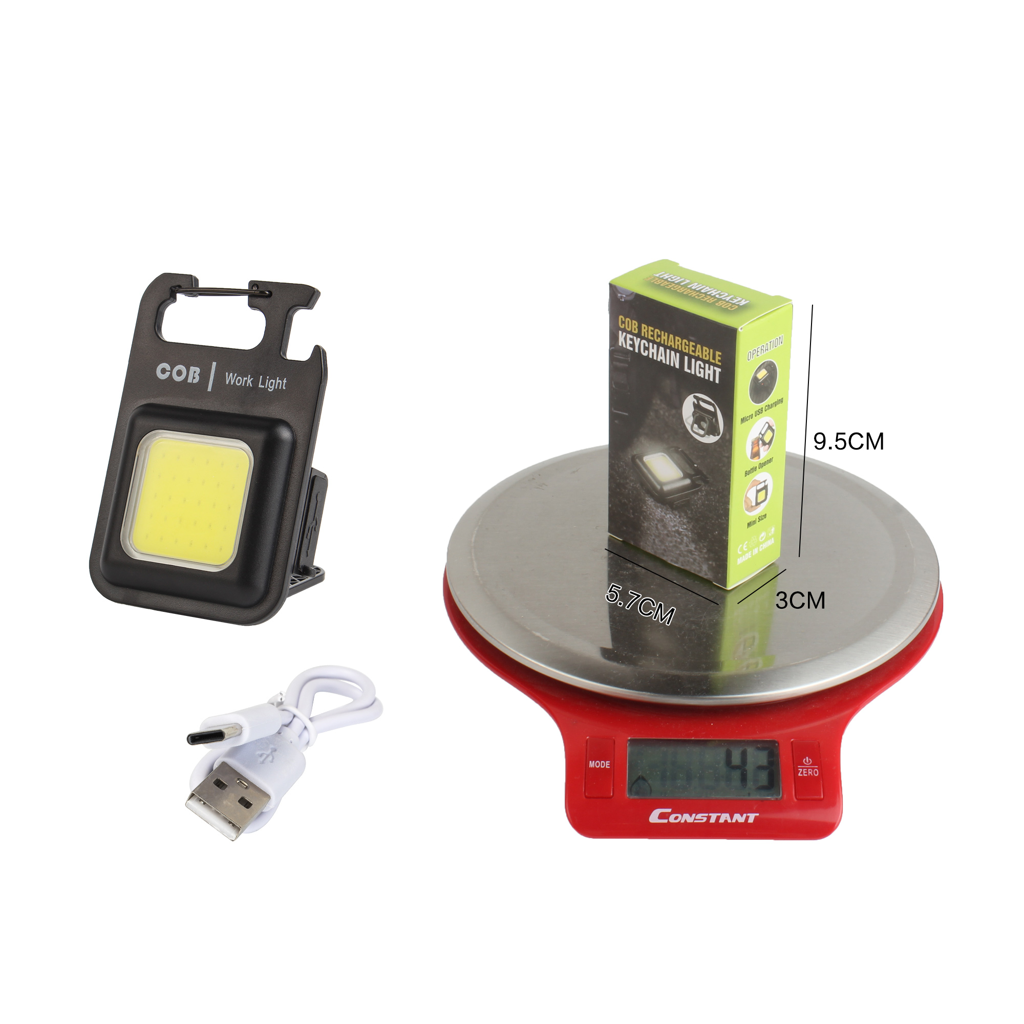 Multi-functional portable USB mini keychain light, high-brightness COB work light, camp light, emergency outdoor camping light Specification image