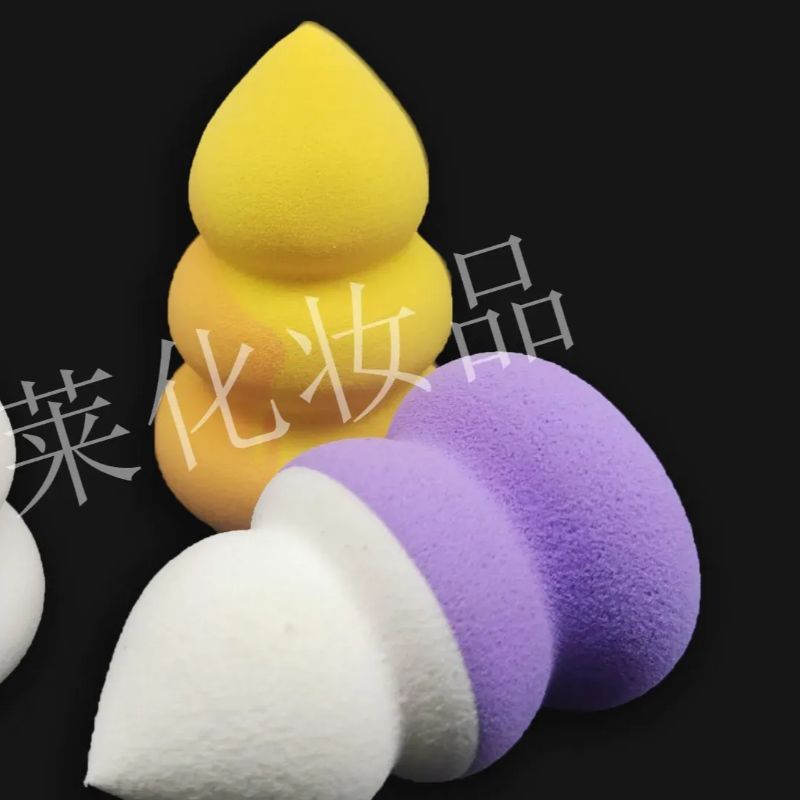 Hydrophilic Non-Latex Color Sugar Gourd Shape Powder Puff Two-Color Special-Shaped Powder Puff Mixed Color Pagoda Shape Powder Puff Sponge Application Scenario