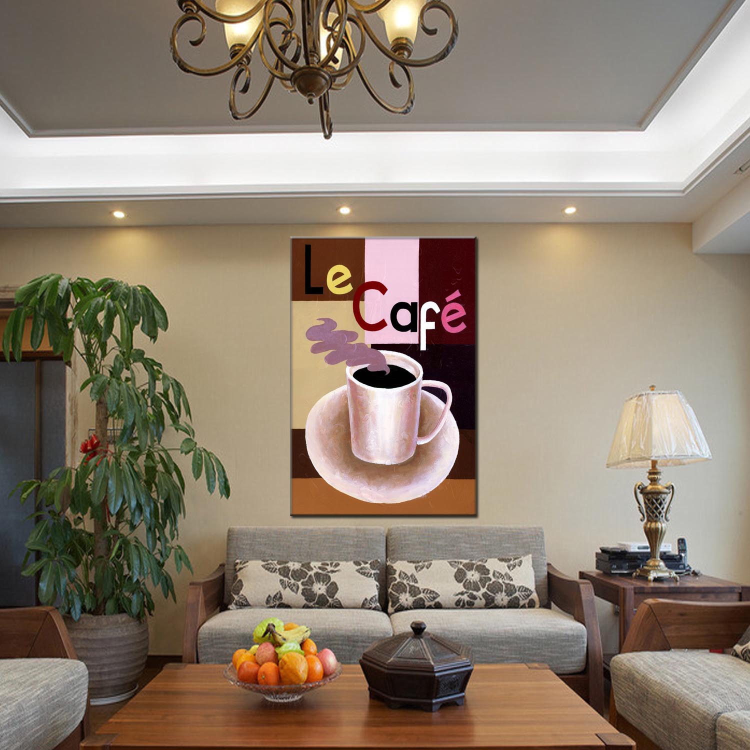 Coffee cup oilpainting decorative paintings, apartment and hotel matching paintings, one-piece consignment factory, oilpainting, living room and dining room triptyl decorative paintings, landscape abstract modern style, customizable oilpainting styles, Jiusheng pic 12