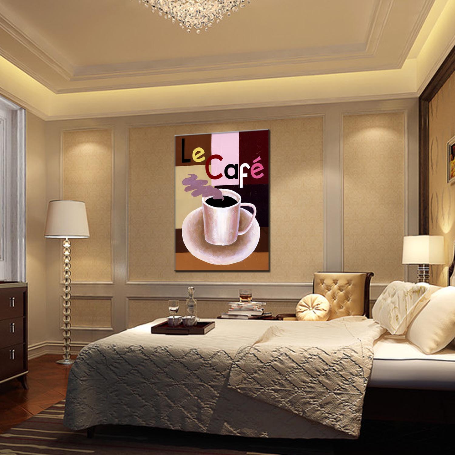 Coffee cup oilpainting decorative paintings, apartment and hotel matching paintings, one-piece consignment factory, oilpainting, living room and dining room triptyl decorative paintings, landscape abstract modern style, customizable oilpainting styles, Jiusheng pic 10