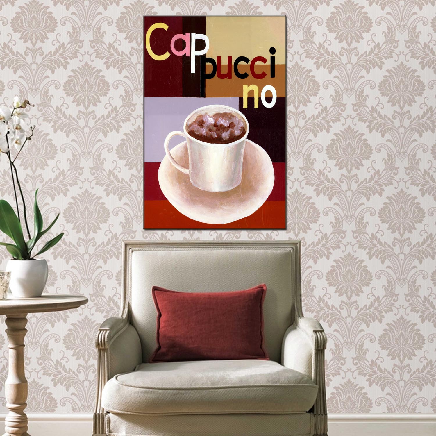 Coffee cup oilpainting decorative paintings, apartment and hotel matching paintings, one-piece consignment factory, oilpainting, living room and dining room triptyl decorative paintings, landscape abstract modern style, customizable oilpainting styles, Jiusheng pic 3