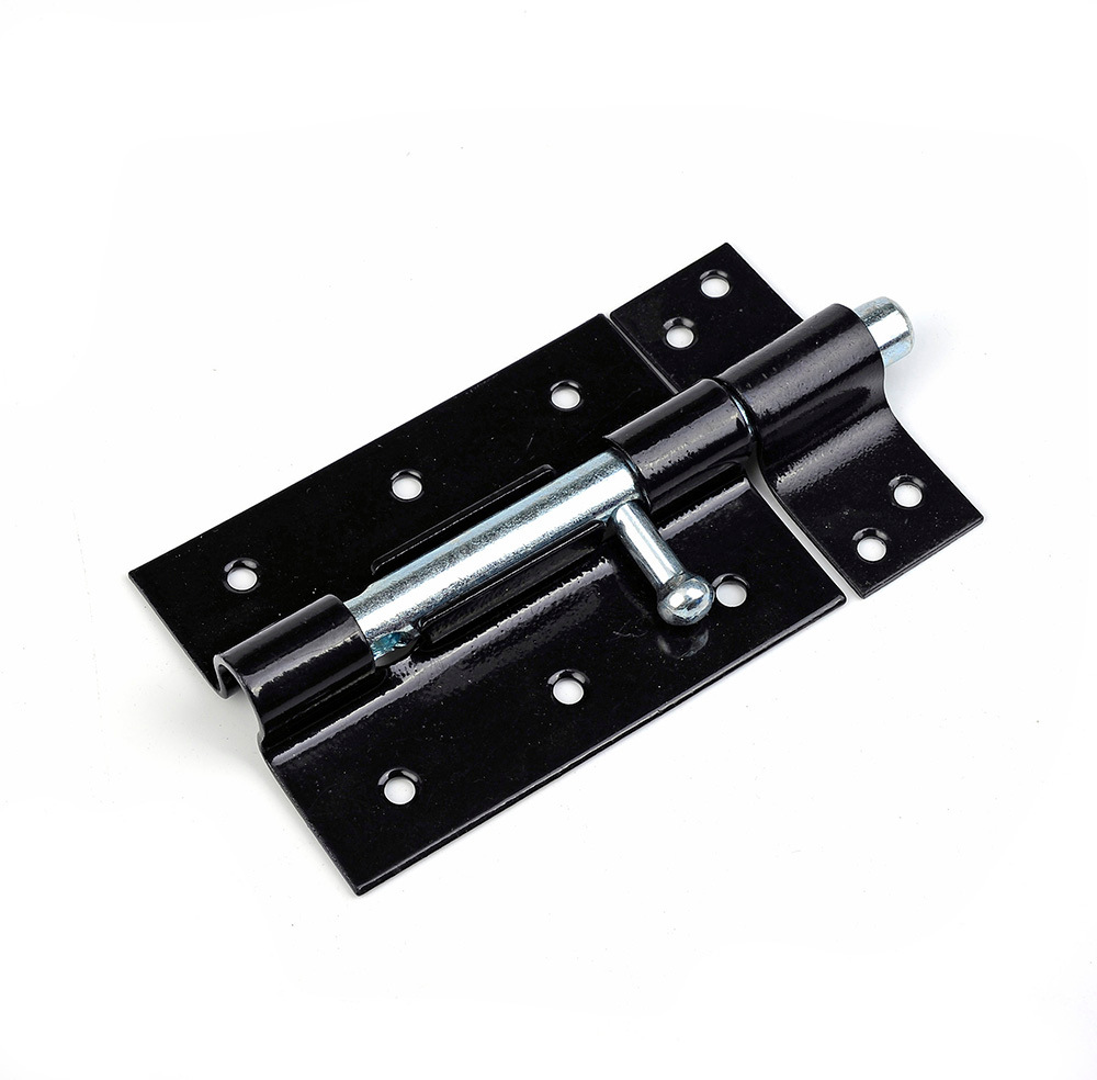 Old anti-theft black bolt fork iron door latch door door cabinet hardware parts simple bolt details Picture