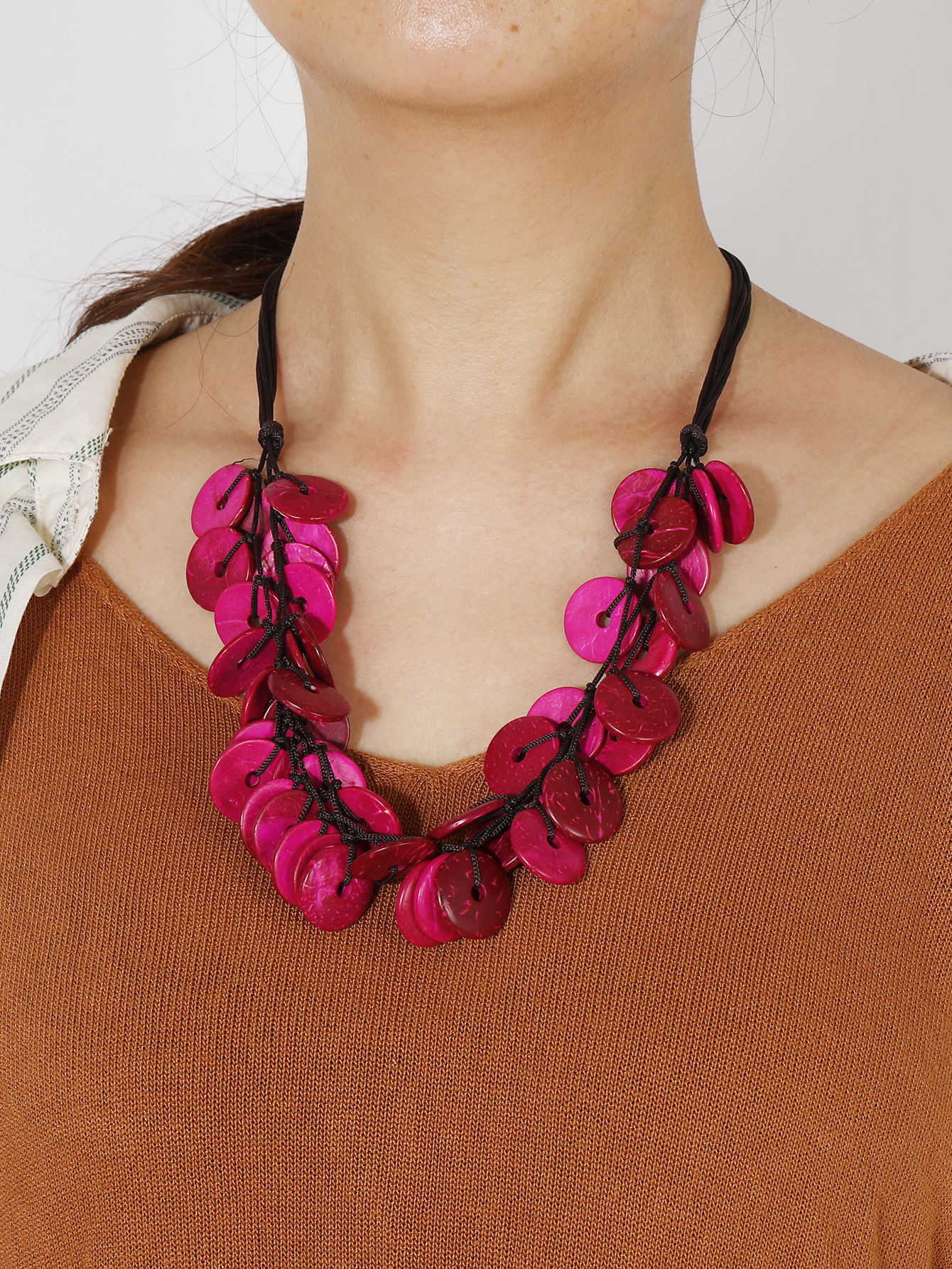 Bohemian tropical style ethnic style handmade coconut shell beaded winding necklace 127 full figure