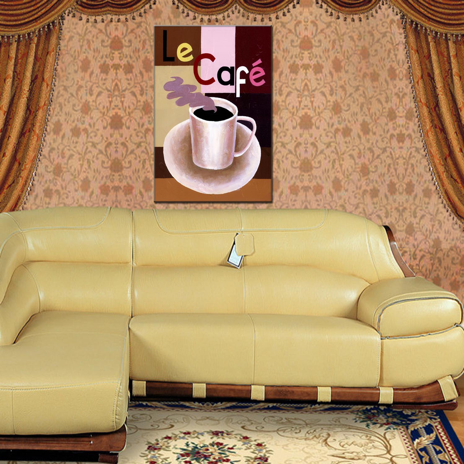 Coffee cup oilpainting decorative paintings, apartment and hotel matching paintings, one-piece consignment factory, oilpainting, living room and dining room triptyl decorative paintings, landscape abstract modern style, customizable oilpainting styles, Jiusheng pic 9