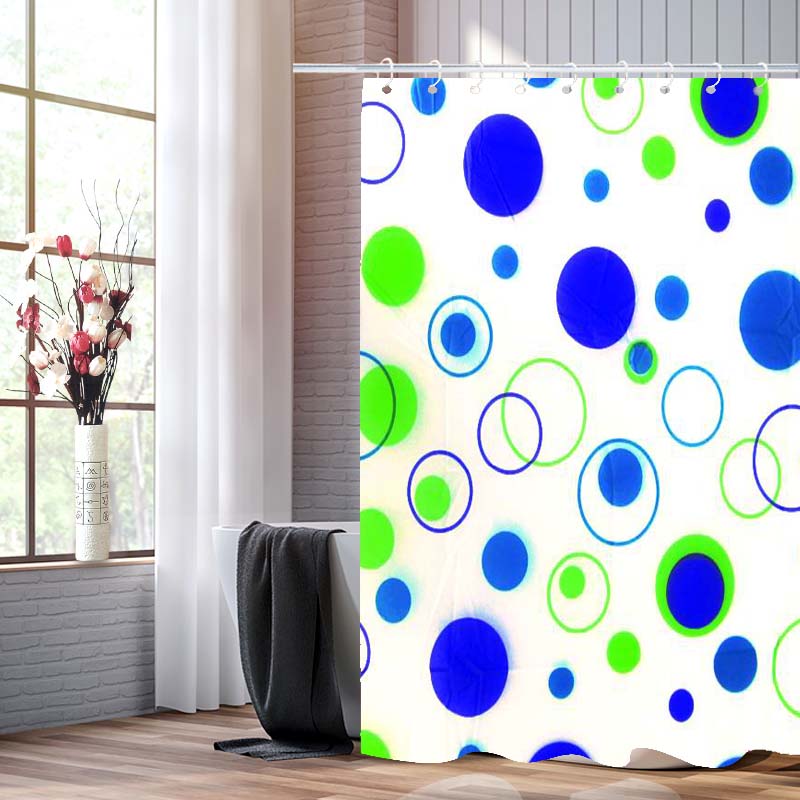 Factory Direct Pe Plastic Circle Printed Shower Curtain Waterproof Bathroom Partition Curtain Pvc Bag