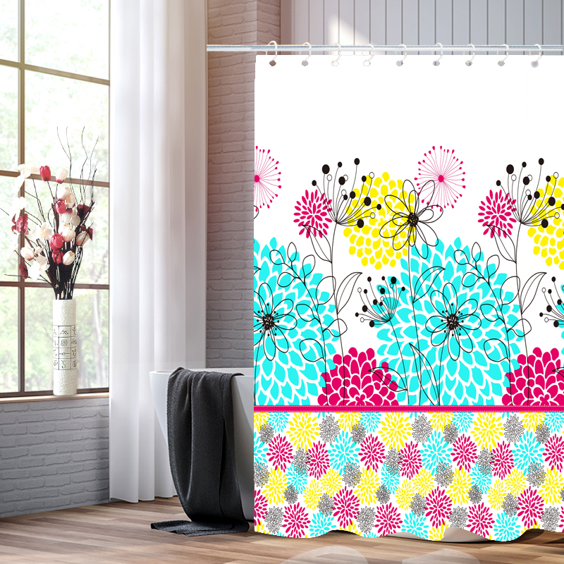 Factory Direct Pe Plastic Color Print Shower Curtain Waterproof Bathroom Bathroom Partition Curtain Pvc Bag