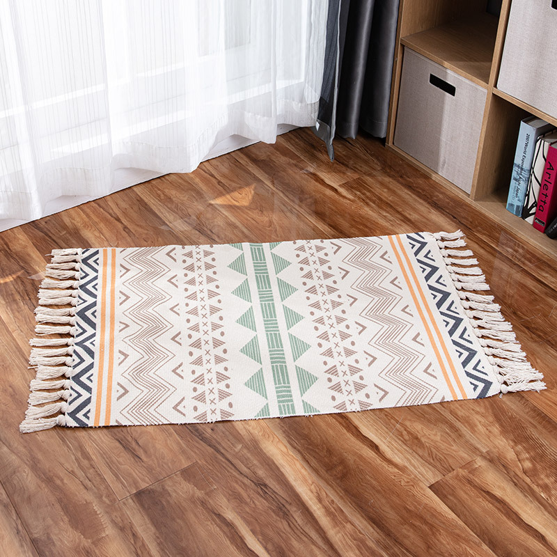 Thousands of retro national romantic Su mat Nordic simple cotton and hemp doormat bedroom bedside foot mat living room tea table carpet Specification drawing