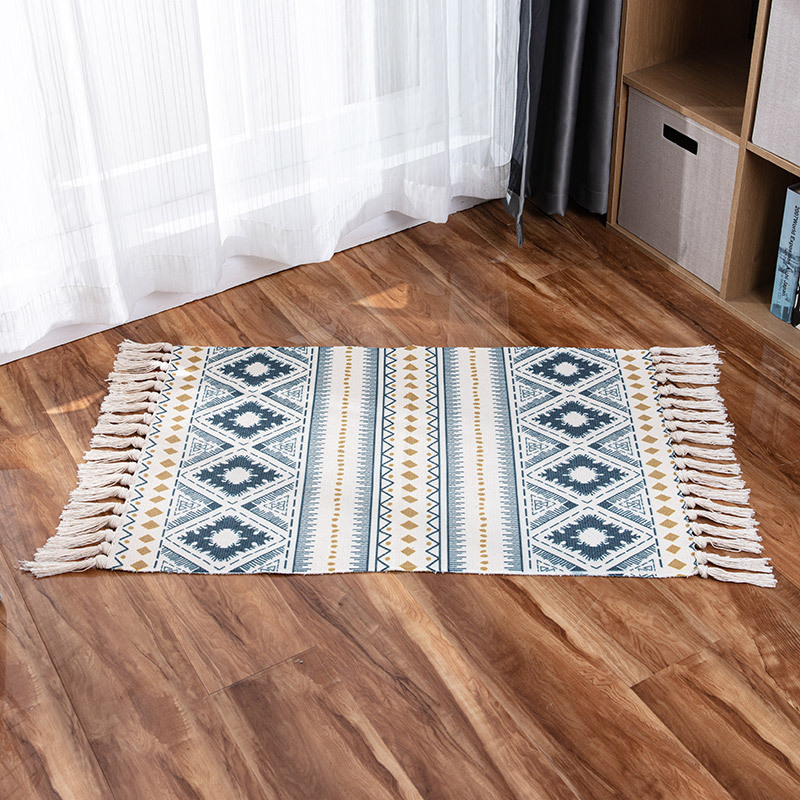 Thousands of retro national romantic Su mat Nordic simple cotton and hemp doormat bedroom bedside foot mat living room tea table carpet Application Scenario