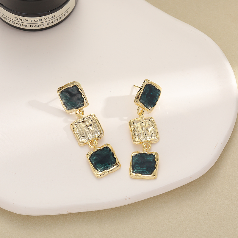 Korean Thin Paint Craft Artistic Haze Blue Temperament Earrings Stud Feather Butterfly Jewelry details Picture