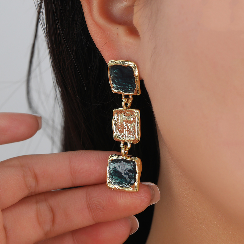 Korean Thin Paint Craft Artistic Haze Blue Temperament Earrings Stud Feather Butterfly Jewelry Specification drawing