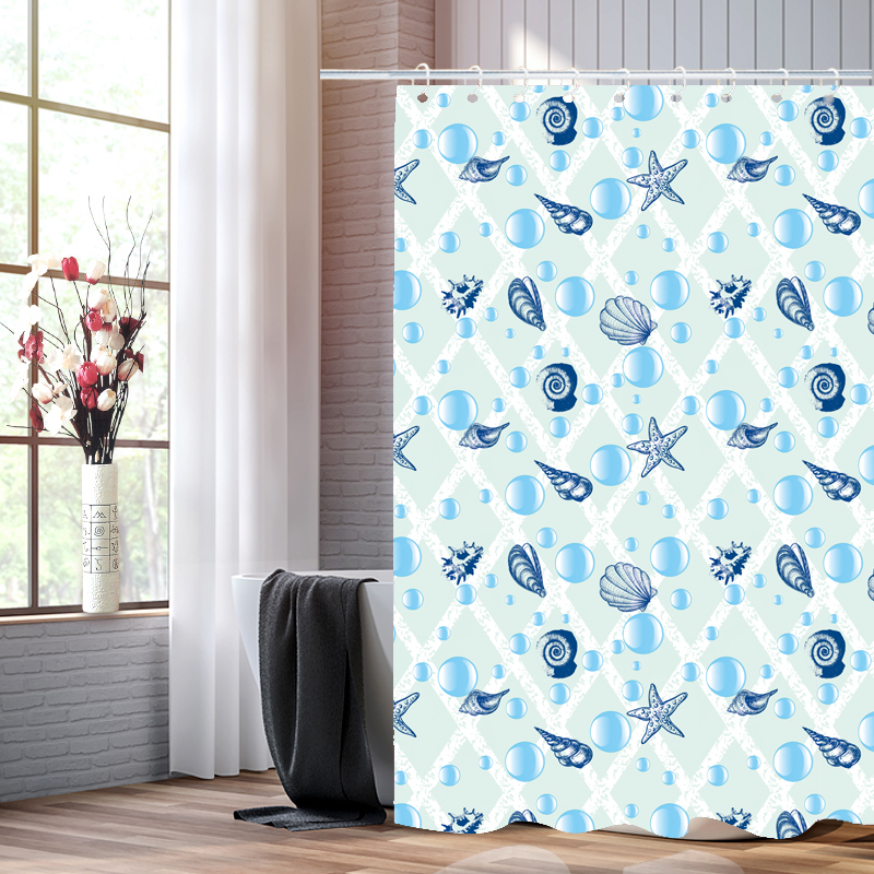 Factory Direct Pe Plastic Flower Printing Shower Curtain Waterproof Bathroom Bathroom Partition Curtain Pvc Bag