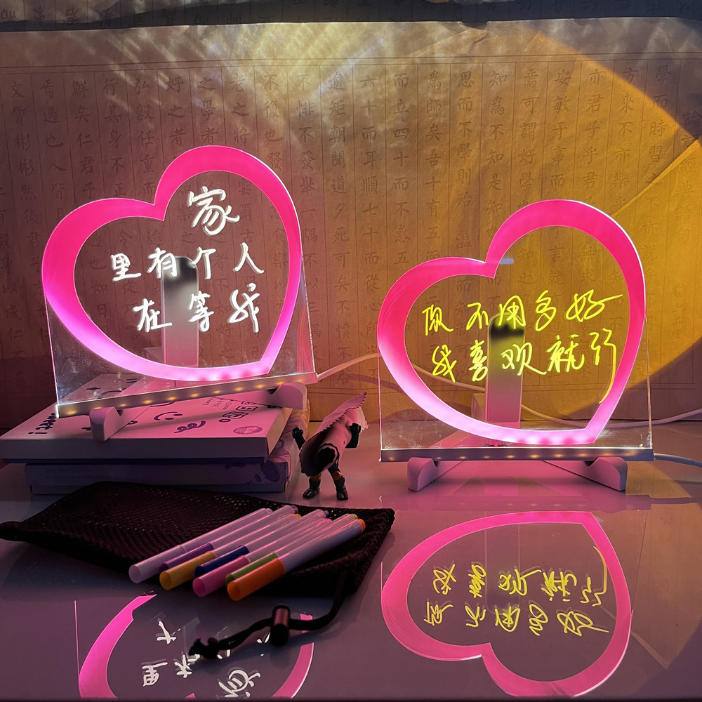 Erasable luminous acrylic whiteboard message board