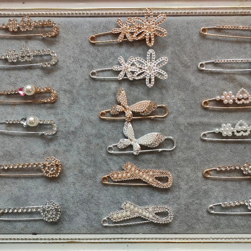 带钻合金珍珠蝴蝶结头扣胸扣饰品发饰