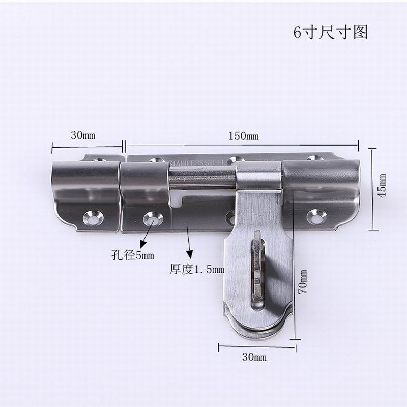 Stainless steel heavy duty bolt thickened stainless steel bolt anti-theft door bolt bull nose lock left and right bolt details Picture