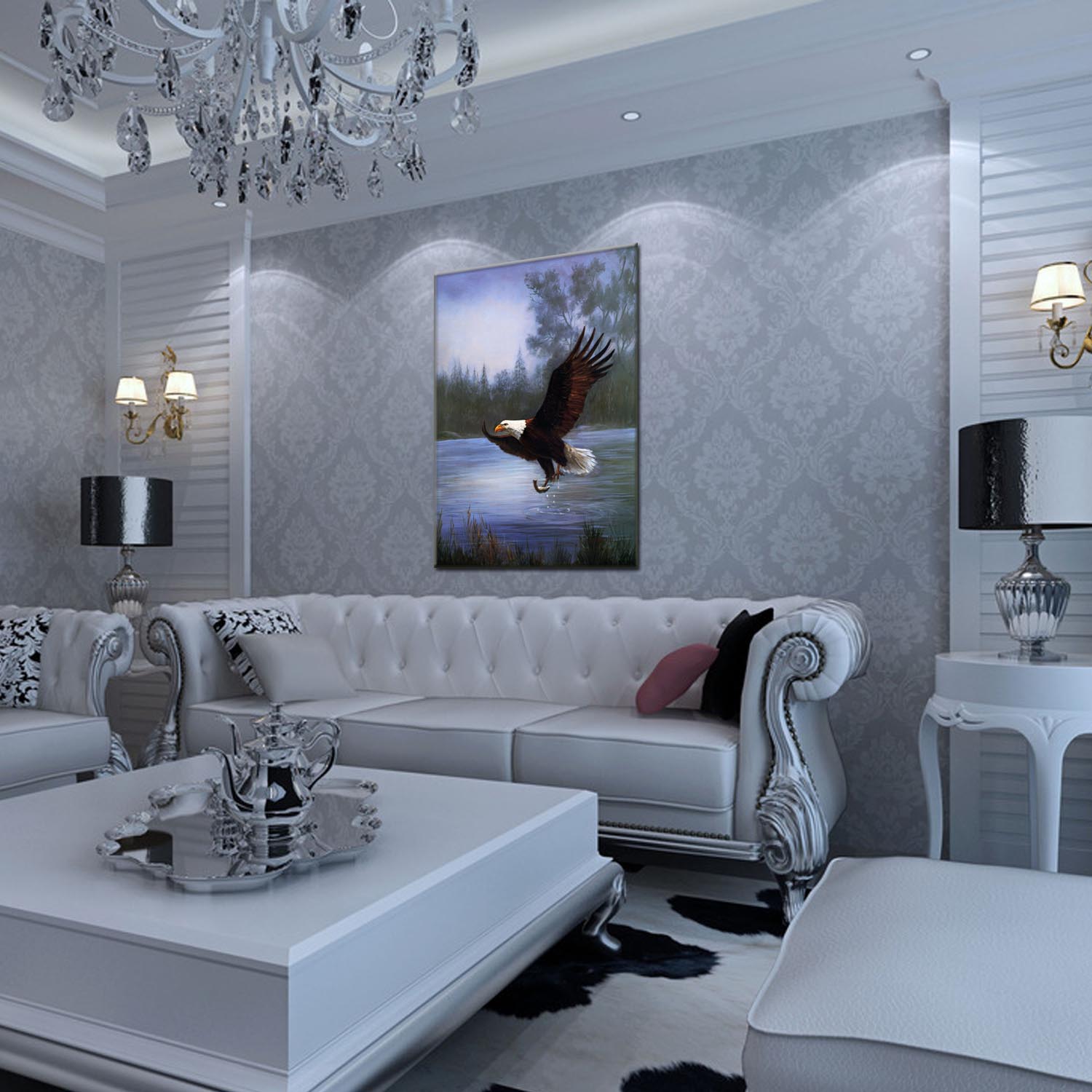 Animal oilpainting decorative paintings, apartment and hotel matching paintings, one-piece consignment factory, oilpainting, living room and dining room triptyl decorative paintings, landscape abstract modern style, customizable oilpainting styles, Jiusheng pic 10