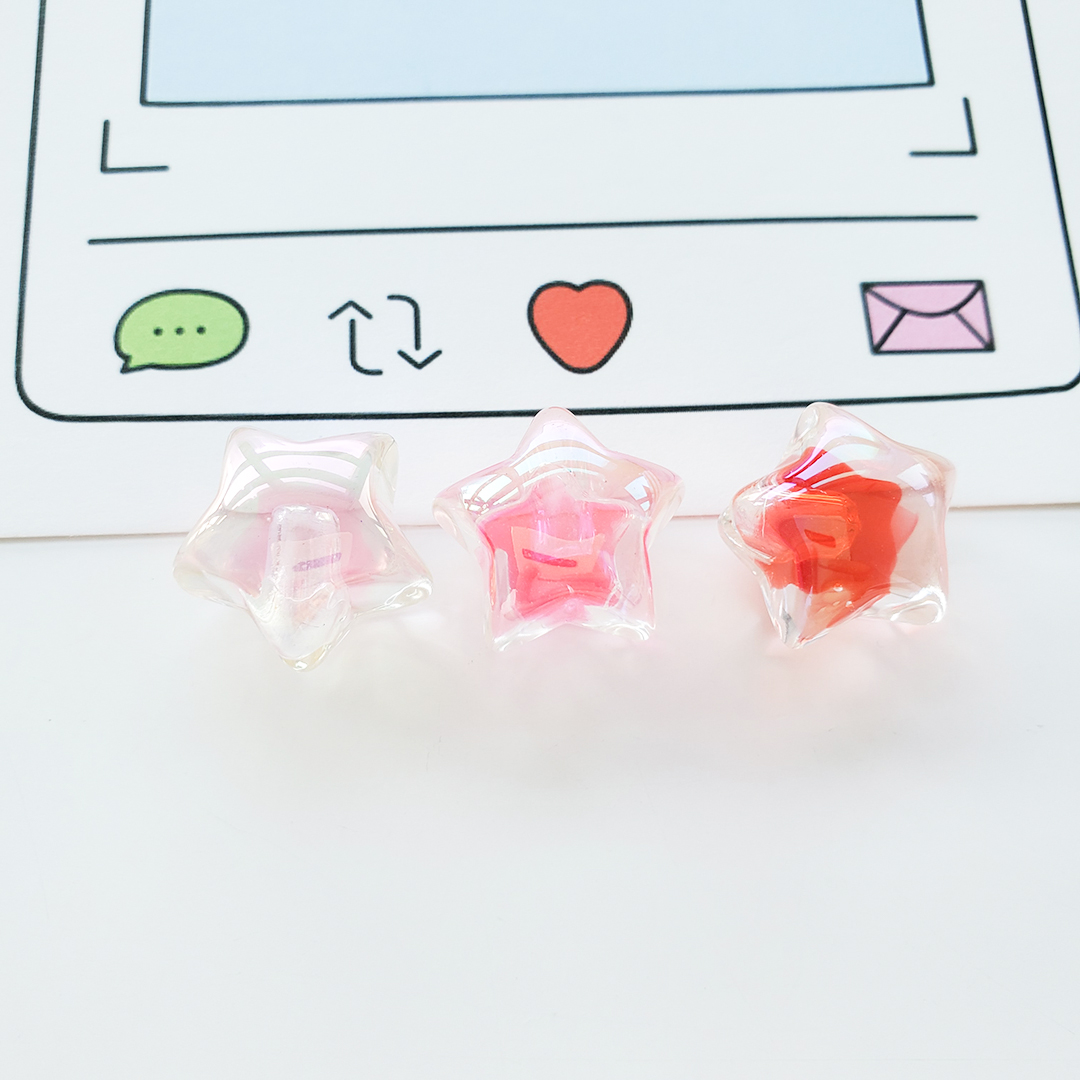 陈明饰品亚克力透明双色七彩五角星散珠DIY儿童发饰材料配件详情6