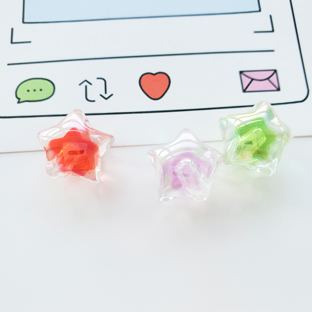 陈明饰品亚克力透明双色七彩五角星散珠DIY儿童发饰材料配件详情5