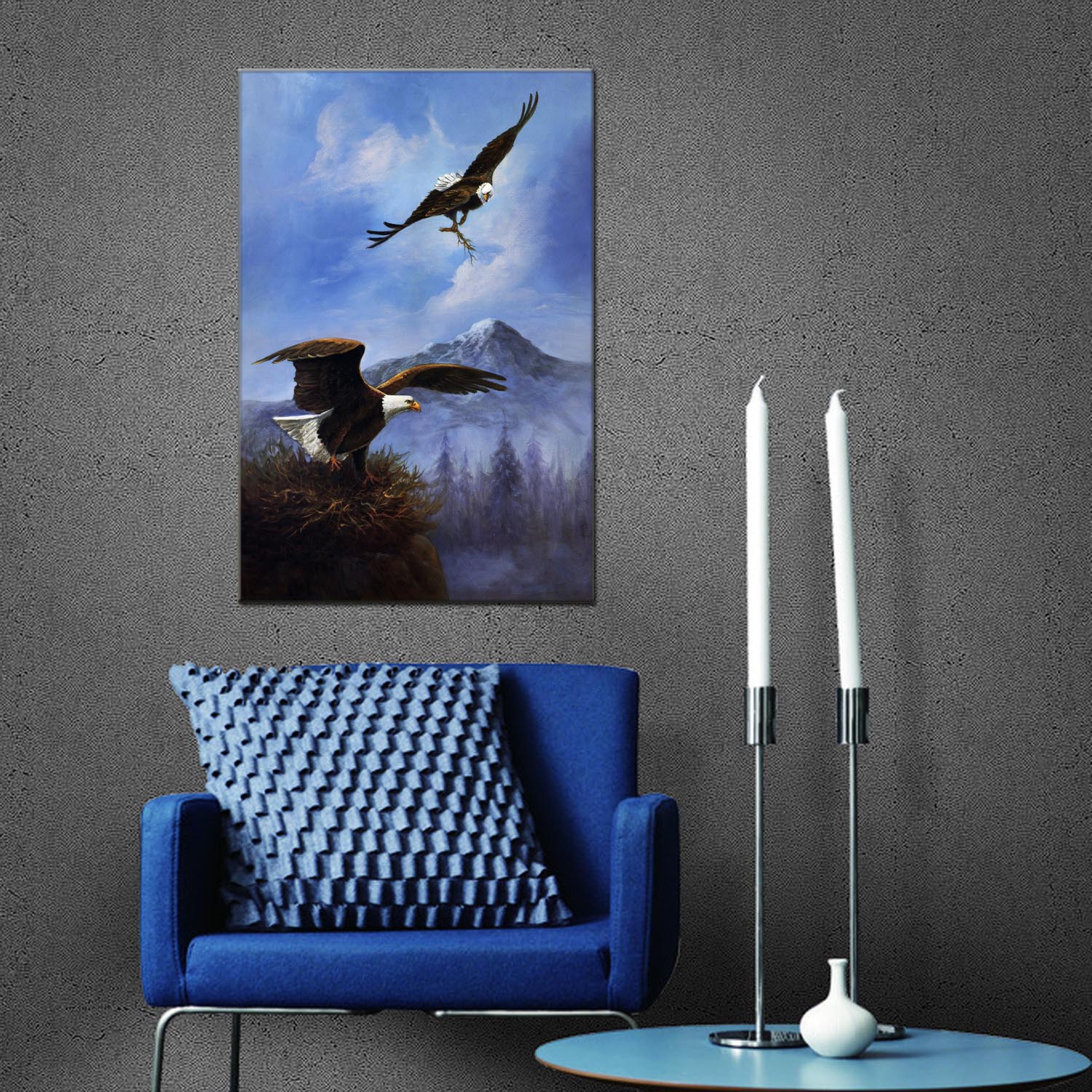 Animal oilpainting decorative paintings, apartment and hotel matching paintings, one-piece consignment factory, oilpainting, living room and dining room triptyl decorative paintings, landscape abstract modern style, customizable oilpainting styles, Jiusheng pic 5